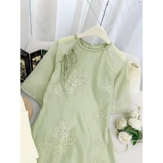 Áo Dài Cách Tân Dáng Suông Thêu Hoa Quỳnh – Sang Trọng, Thướt Tha, Nhiều Màu Tôn Da