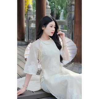 Áo Dài Cách Tân Dáng Suông Thêu Hoa Quỳnh – Sang Trọng, Thướt Tha, Nhiều Màu Tôn Da