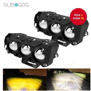 SUBOGDG Đèn LED trợ sáng 5mắt bi cầu 3 chế độ pha trắng - cos vàng siêu sáng dùng chung điện áp 12/24v cho ô tô