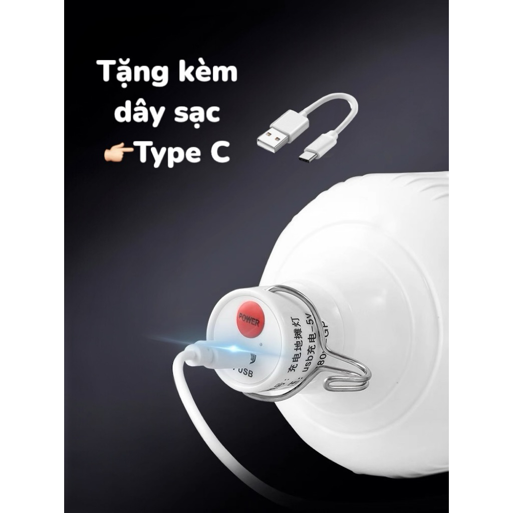 Đèn Treo Tích Điện 600-700-800-1000W Pin Trâu Đa Năng Kháng Nước, Tặng Cáp Sạc, Nhỏ Nhẹ Gọn