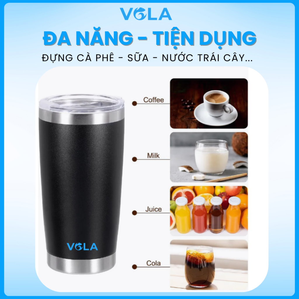 Ly Giữ Nhiệt VOLA 500ml Inox 304 Cao Cấp, Cốc giữ nhiệt mini nhỏ gọn tiện lợi có khắc tên miễn phí