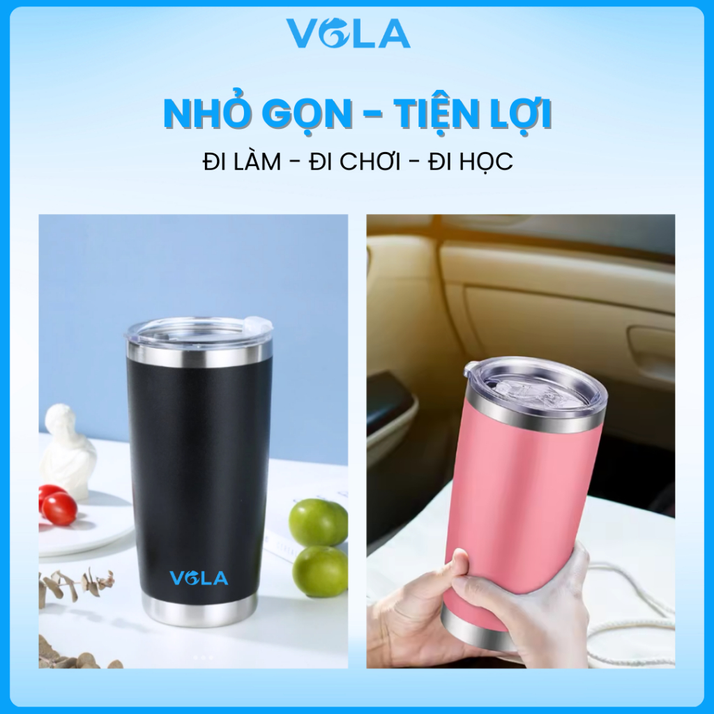Ly Giữ Nhiệt VOLA 500ml Inox 304 Cao Cấp, Cốc giữ nhiệt mini nhỏ gọn tiện lợi có khắc tên miễn phí