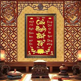 Tranh Gia Tiên Cửu Huyền Thất Tổ 01 tráng gương đóng khung
