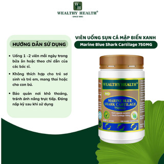 Viên uống Sụn Cá Mập Xanh Wealthy Health 750mg – Hỗ Trợ Giảm Đau Nhức, Thoái Hóa Khớp  – Hộp 100 viên – Chính hãng Úc