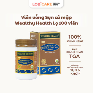 Viên uống Sụn Cá Mập Xanh Wealthy Health 750mg – Hỗ Trợ Giảm Đau Nhức, Thoái Hóa Khớp  – Hộp 100 viên – Chính hãng Úc