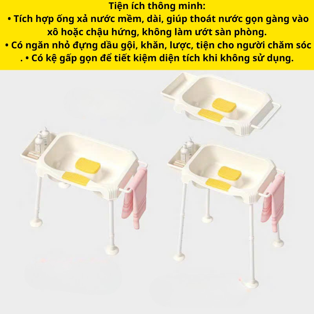 Chậu gội đầu có chân 6 cấp độ điều chỉnh dành cho bà bầu , người bệnh , người già tiện lợi dễ dàng sử dụng