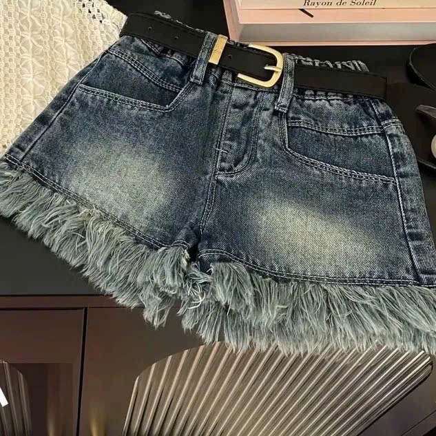 Sét đùi short jean bé gái, Áo  Ren Tay Sát Nách Kèm Quần Jean Tua Rua Cá Tính CHO MẸ VÀ BÉ GÁI 15-55KG
