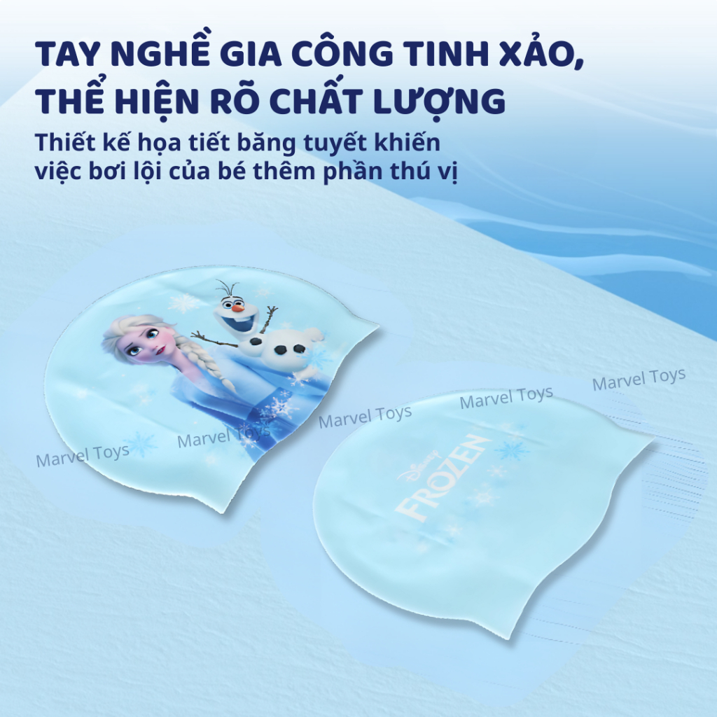 Mũ Bơi Silicon Trẻ Em Disney Frozen/Spider-Man Chính Hãng – An Toàn, Co Giãn, Giữ Tóc Khô