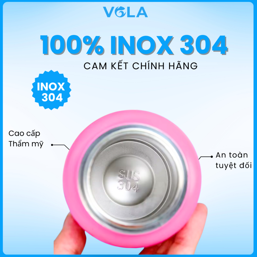 Bình giữ nhiệt VOLA 1000ml inox 304 cao cấp, Bình giữ nhiệt 1 lít có quai xách tiện lợi