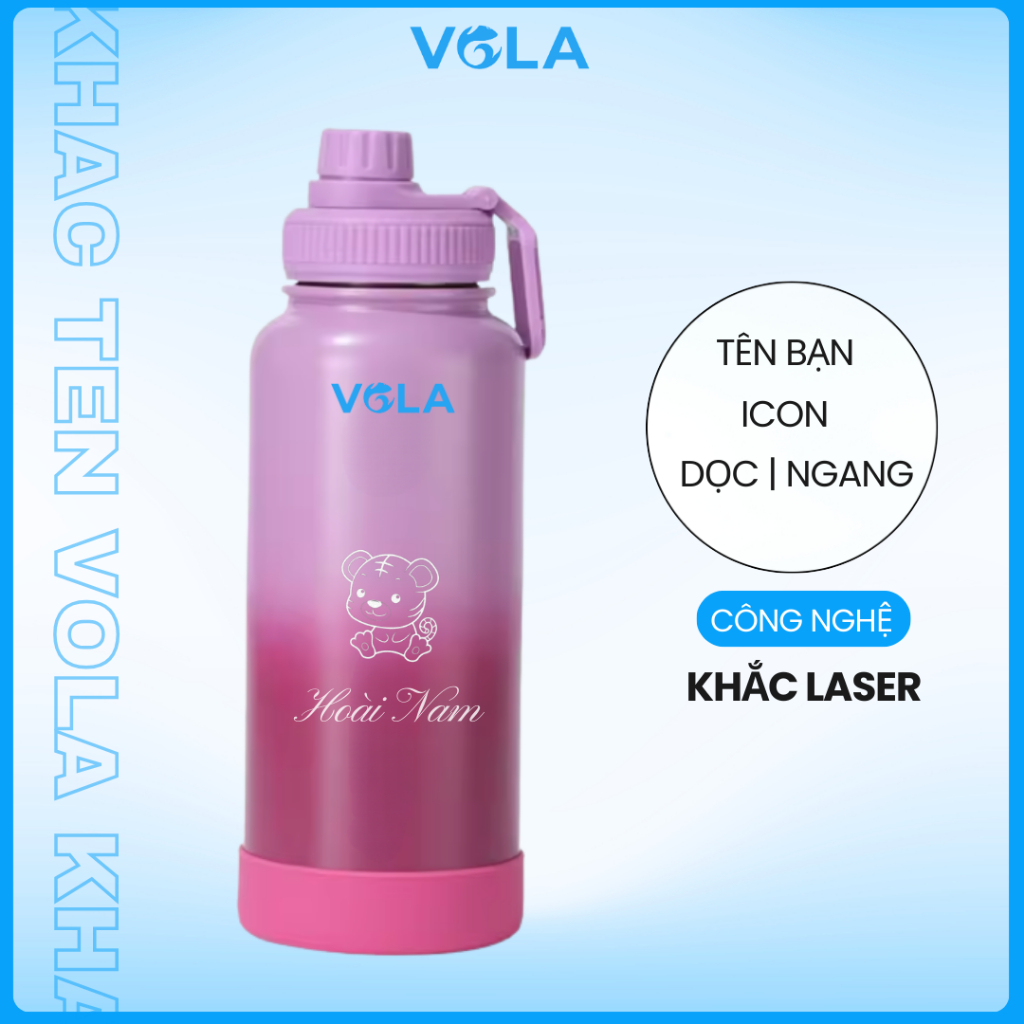 Bình giữ nhiệt VOLA 1000ml inox 304 cao cấp, Bình giữ nhiệt 1 lít có quai xách tiện lợi
