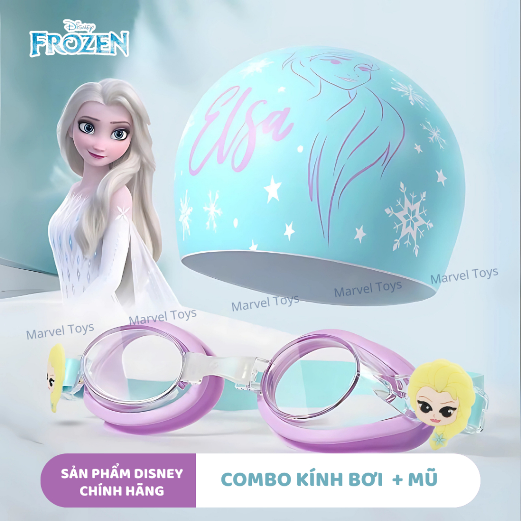 Bộ Kính Và Mũ Bơi Cho Bé Disney Marvel Chính Hãng Spider Man Frozen Batman Trẻ Em
