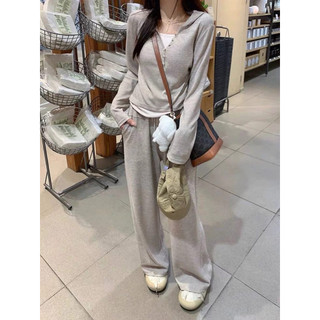 SET ĐỒ NỮ DÀI TAY QUẦN ỐNG RỘNG CHẤT THUN TĂM QC