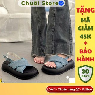 Dép quai hậu nữ da PU tổng hợp dệt vải đế cao su nhẹ nhàng êm chân dễ đi thuận tiện