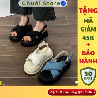 Dép quai hậu nữ da PU tổng hợp dệt vải đế cao su nhẹ nhàng tinh tế dễ đi nhẹ chân