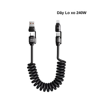 Bộ Sạc kèm Dây 65W Dây Lò Xo 4IN1 240W Đo Công Suất Sạc mọi Dòng Máy Bảo Hành 12 Tháng