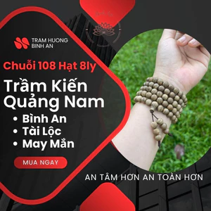 Vòng trầm hương tốc kiến Quảng Nam 8 ly 108 hạt-Thanh lịch An Yên May mắn-Trầm hương Bình An.