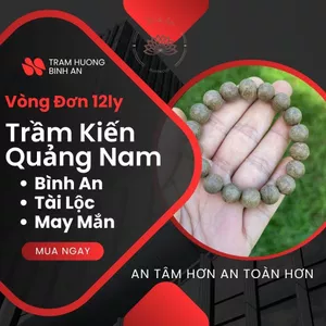 Vòng trầm hương An Bình 12ly trầm kiến Quảng Nam thơm đẹp cho cổ tay nam nữ thu hút tài lộc,may mắn