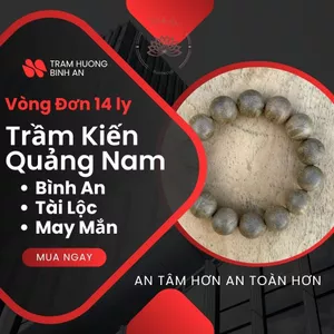 Trầm hương tốc kiến-vòng tay nam nữ cỡ hạt 14 ly loại cao cấp (loại 1) Tiên Phước Quảng nam.