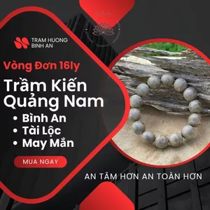 Vòng trầm hương An Bình 16ly trầm kiến Quảng Nam thơm đẹp cho cổ tay nam thu hút tài lộc