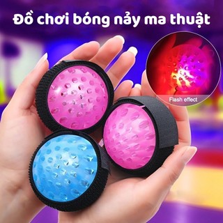 Bóng đồ chơi cho bé, bóng nảy phát sáng, bóng ma thuật có đèn LED, bóng pha lê nảy kèm dây cột