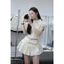 Set Áo Cộc Tay Cổ Sen Dáng Croptop Mix Chân Váy Xoè Nơ Điệu Đà 2 Màu (cvay có lót)