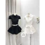Set Áo Cộc Tay Cổ Sen Dáng Croptop Mix Chân Váy Xoè Nơ Điệu Đà 2 Màu (cvay có lót)
