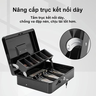 Hộp thu ngân Hộp đựng đầu an toàn bằng kim loại màu đen, Kẹp thu ngân ngăn kéo di động Mở khóa mật khẩu Hộp gửi an toàn