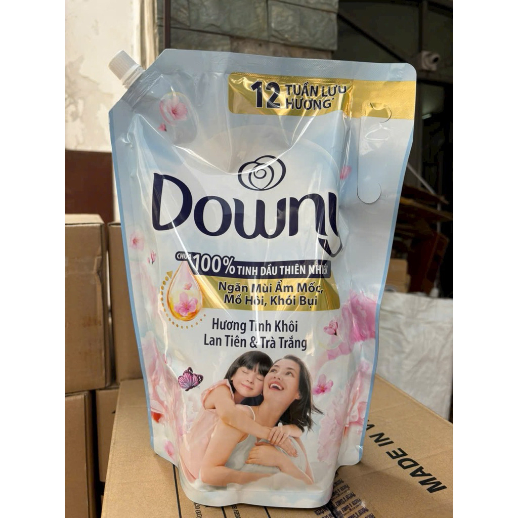 Túi 1.25l / 2.2l Nước xả vải Downy tinh dầu thơm tinh khôi lan tiên và trà trắng 1.25l