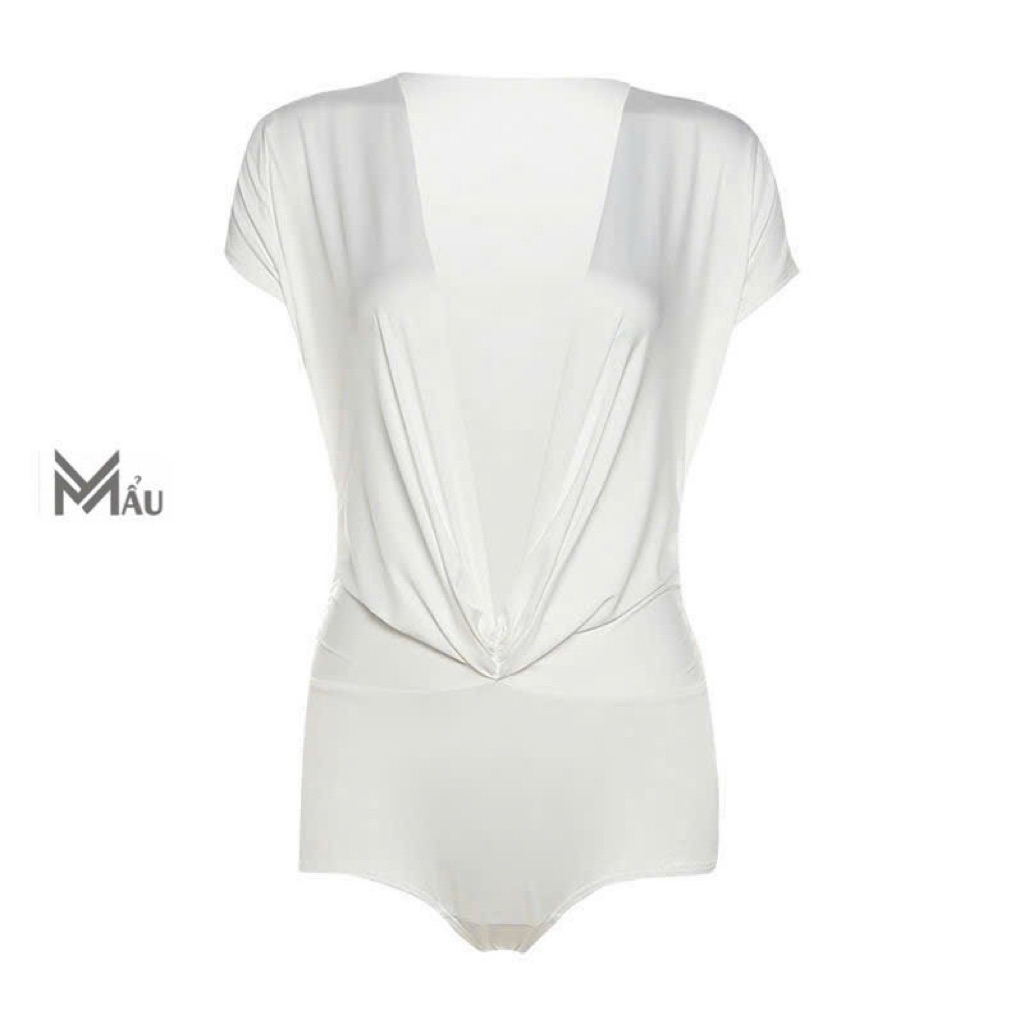 Áo body suits rúm ngực cổ v mix đồ siu hách dáng