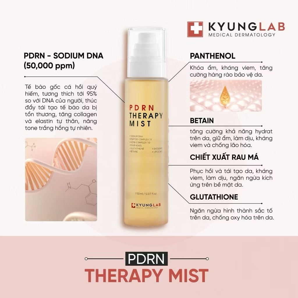 Xịt khoáng KyungLab PDNR Therapy Mist 150ml xịt dưỡng tế bào gốc tăng collagen cấp ẩm phục hồi bảo vệ da IS333