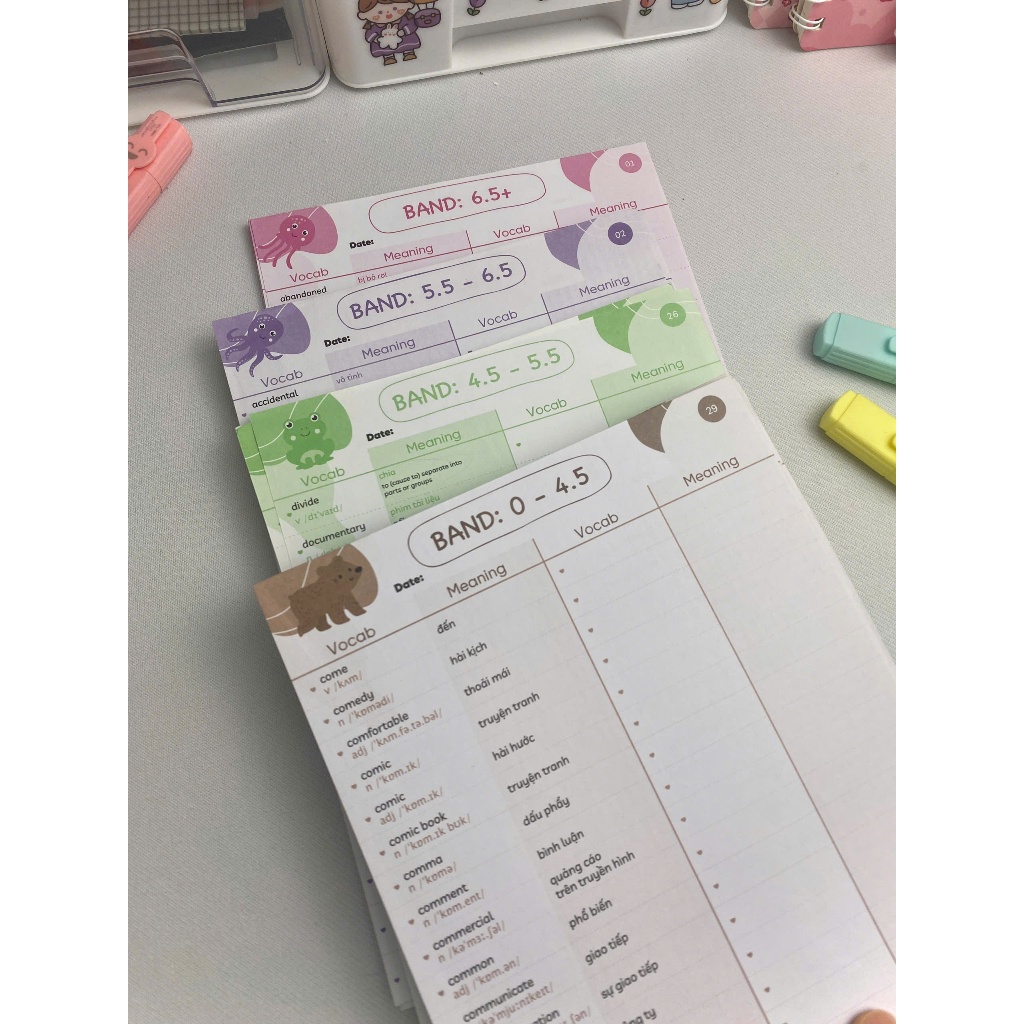Set TAKENOTE 6000 từ vựng Tiếng Anh IELTS theo band 0-4.5, 4.5-5.5, 5.5-6.5, 6.5+, dạng takenote dễ học dễ nhớ (7 bộ)