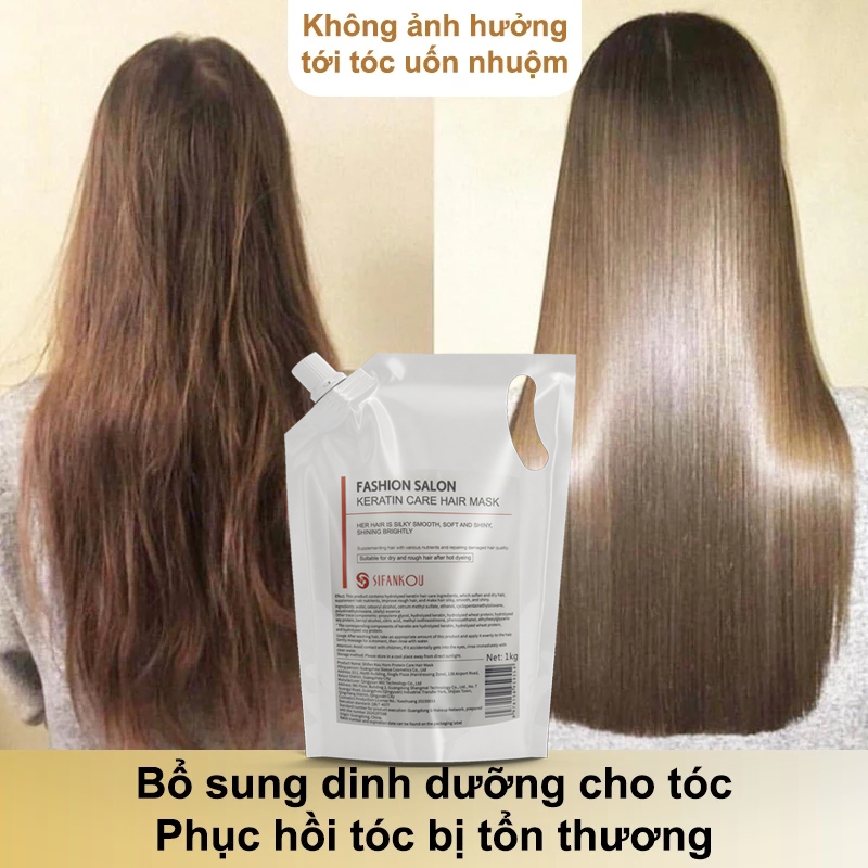 Mặt nạ tóc Keratin Collagen 1000ml Phục hồi tóc hư tổn, nuôi dưỡng tóc,giúp tóc mềm mại và bóng mượt
