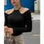 Áo Croptop Tay Dài MCA Cổ Yếm Vạt Bầu Hở Vai Body Gợi Cảm A5277
