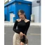 Áo Croptop Tay Dài MCA Cổ Yếm Vạt Bầu Hở Vai Body Gợi Cảm A5277