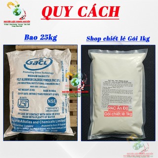 1kg PAC 30%, PAC lắng cặn, lắng tụ chất lơ lửng, làm trong nước, PAC Ấn Độ