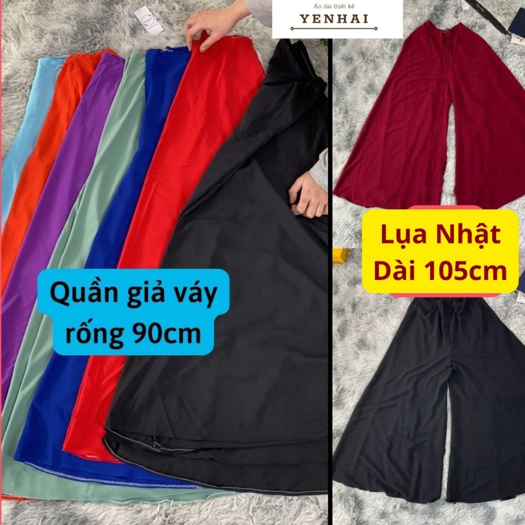 Quần giả váy mặc kèm áo dài truyền thống chất lụa nhật