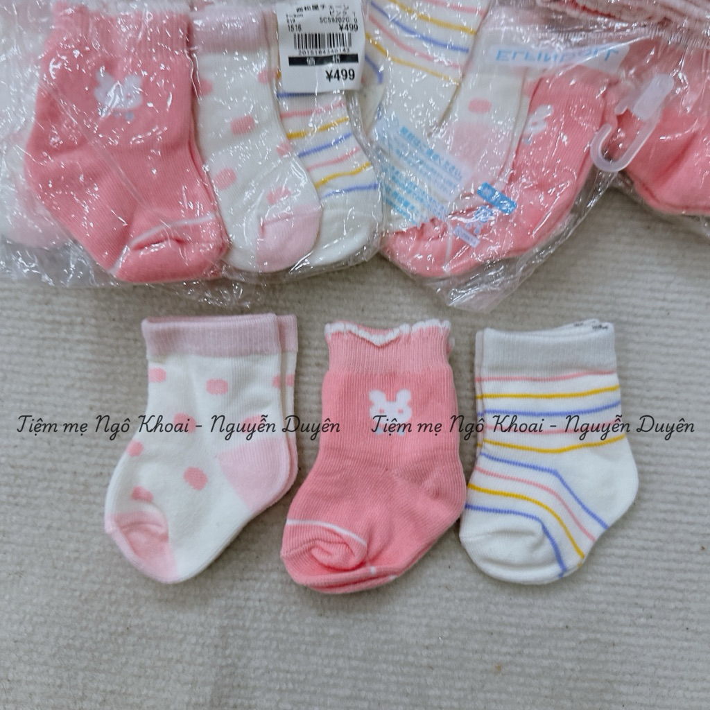 [MD149] 7-9cm Set 3 đôi tất len ấm áp có đế chống trơn trượt xuất Nhật hoạ tiết thỏ xinh cho bé