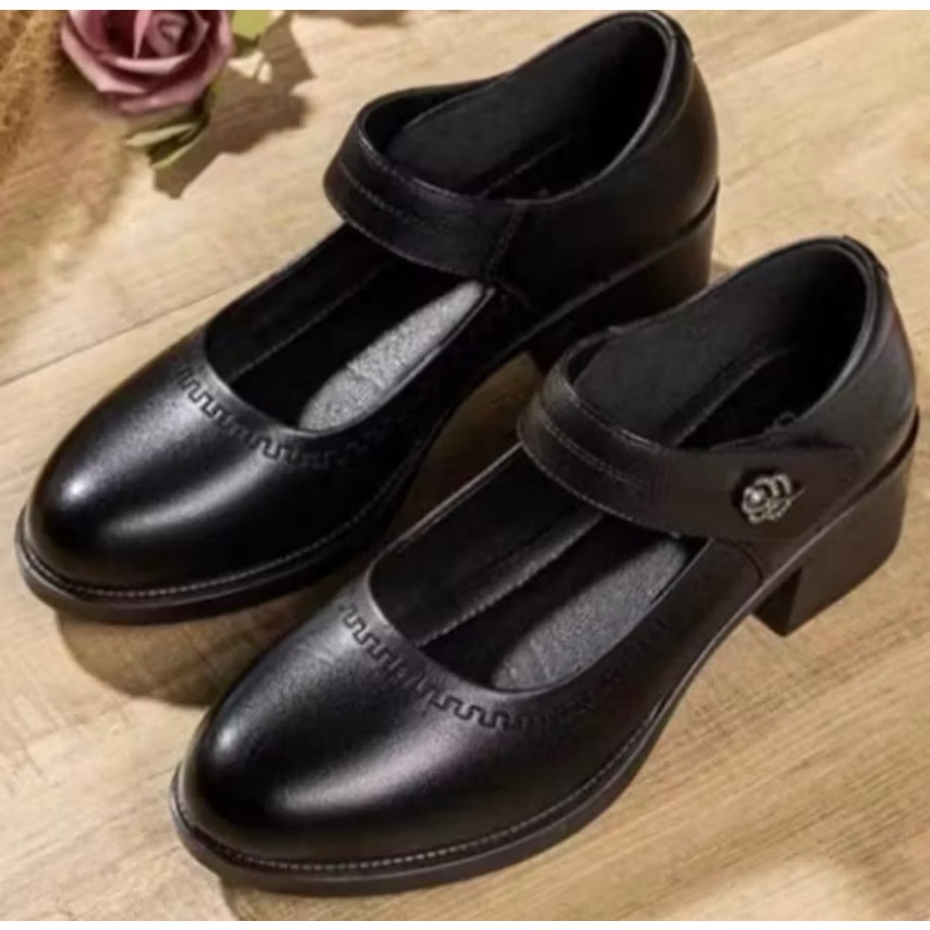 Giày Búp Bê Nữ Da Thật Cao 5cm – Mũi Tròn, Thoáng Khí, Êm Chân