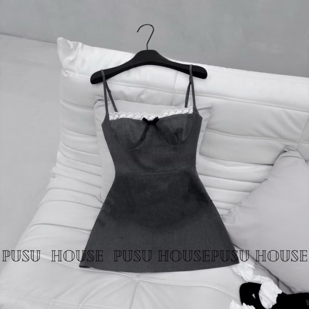 Đầm nữ 2s cúp dự tiệc phối ren nơ trẻ trung - Pusu house