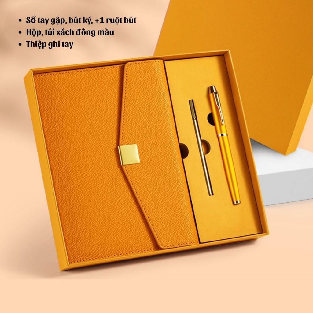 Box quà sổ tay bìa gập, bút ký, hộp, túi - Quà tặng tri ân, thầy cô, bạn bè