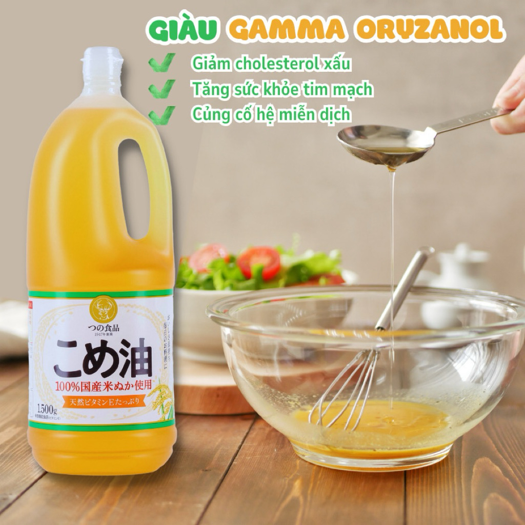 Dầu ăn gạo lứt quốc sản Nhật Bản 1500g (1636ml) Tsuno