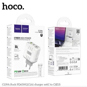 Bộ sạc nhanh typec to typec hoco C139A 65w,3 cổng sạc.