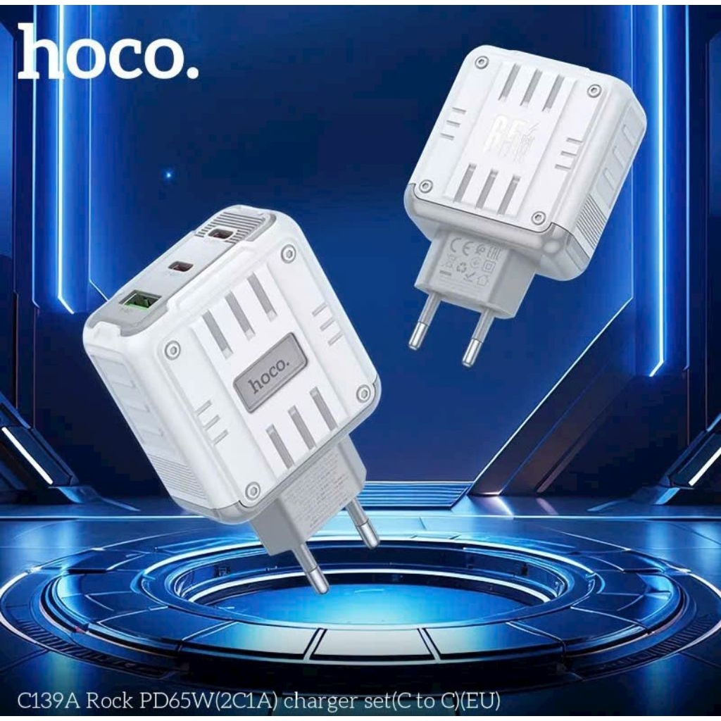Bộ sạc nhanh typec to typec hoco C139A 65w,3 cổng sạc.