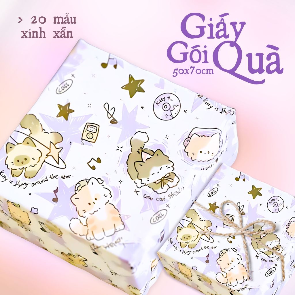 Giấy Gói Quà Mèo Dễ Thương - Nhiều Mẫu, Xinh Xắn, Size 50x70cm | Shopee ...