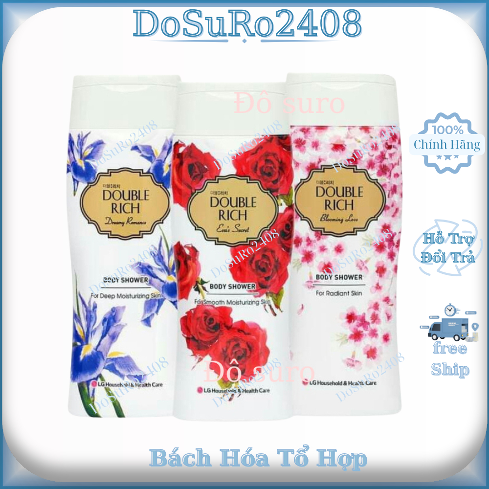 Sữa tắm Double Rich hương hoa anh đào, hoa hồng, hoa Iris,hoa sen 200g