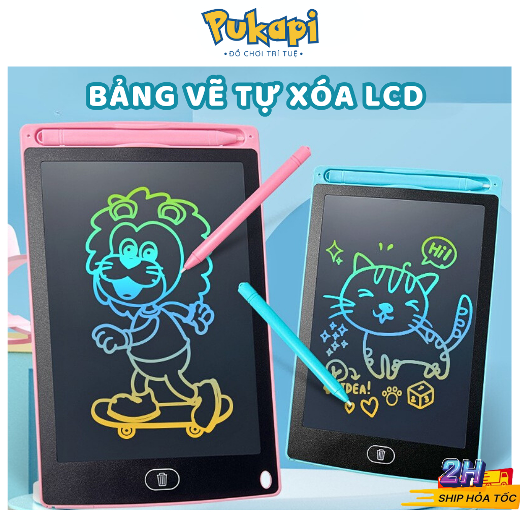 Bảng Tự Xóa LCD Bảng Vẽ Điện Tử Bảng Viết Thông Minh LCD Đa Sắc Máy Tính Bảng Tự Xóa 12 Inch Mini-Đồ Chơi Cho Bé PUKAPI