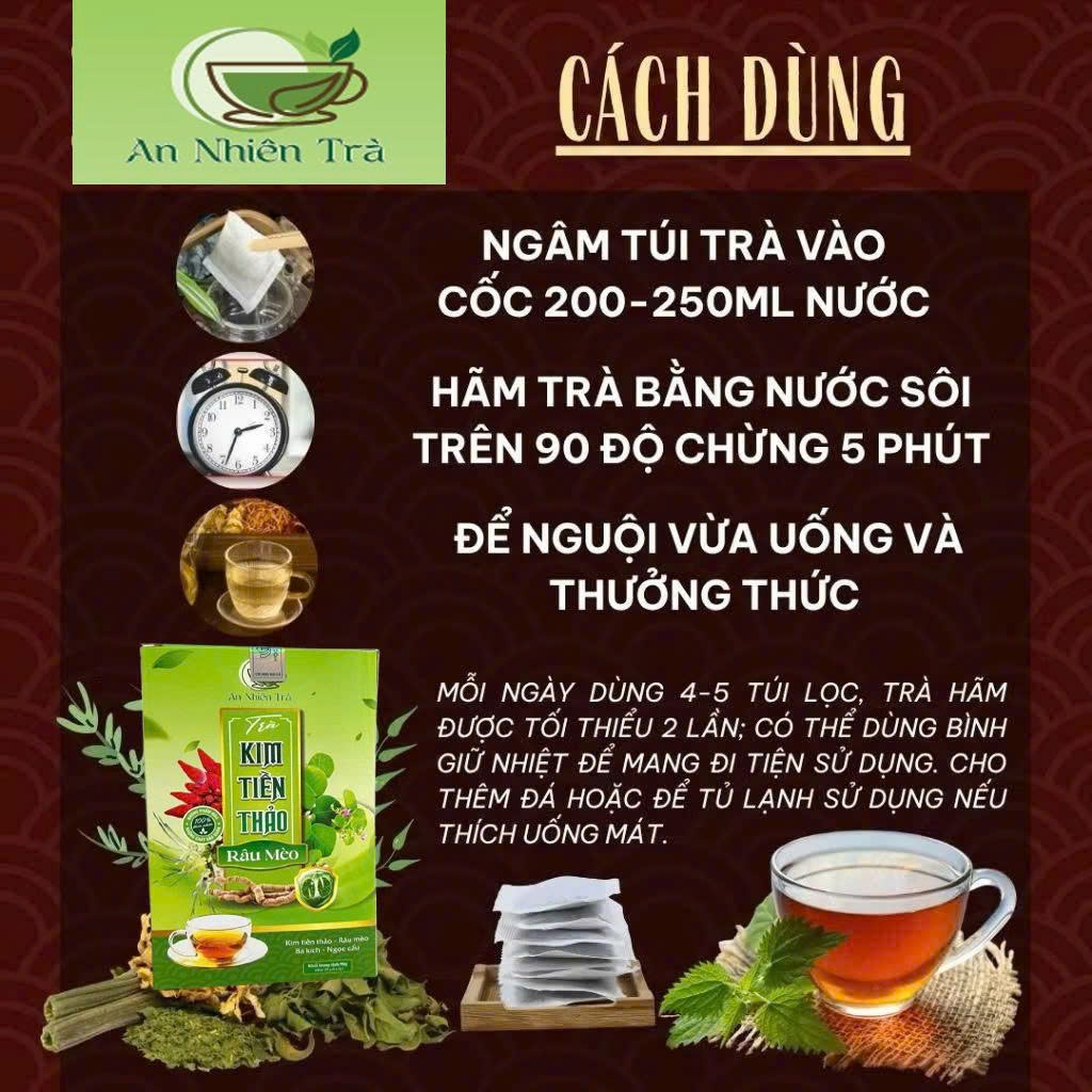 Trà Bổ Thận Kim Tiền Thảo Râu Mèo Thiên Mộc Hỗ Trợ Giải Độc, Thanh Nhiệt - 30 Túi Lọc Tiện Lợi 8