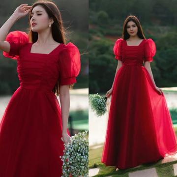 D27 (miễn phí chỉnh váy) đầm dạ hội tay phồng váy xòe, dạ hội đen, dạ hội trắng đơn giản chụp ảnh chụp hình cưới đi tiệc