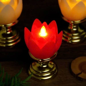 Đèn led hoa sen kèm chân đế kim loại,sử dụng pin.thích hợp đặt phòng thờ,đền chùa