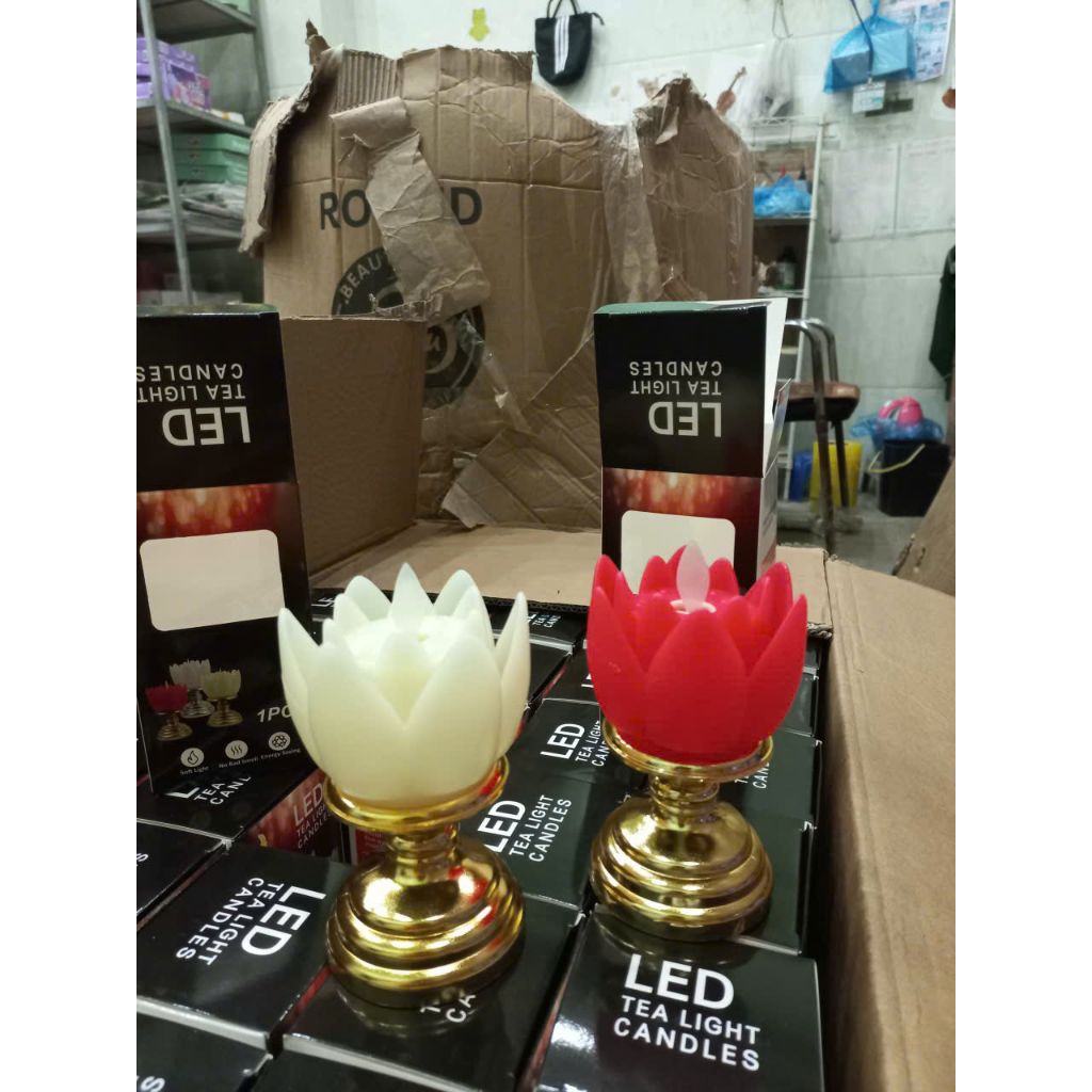 Đèn led hoa sen kèm chân đế kim loại,sử dụng pin.thích hợp đặt phòng thờ,đền chùa